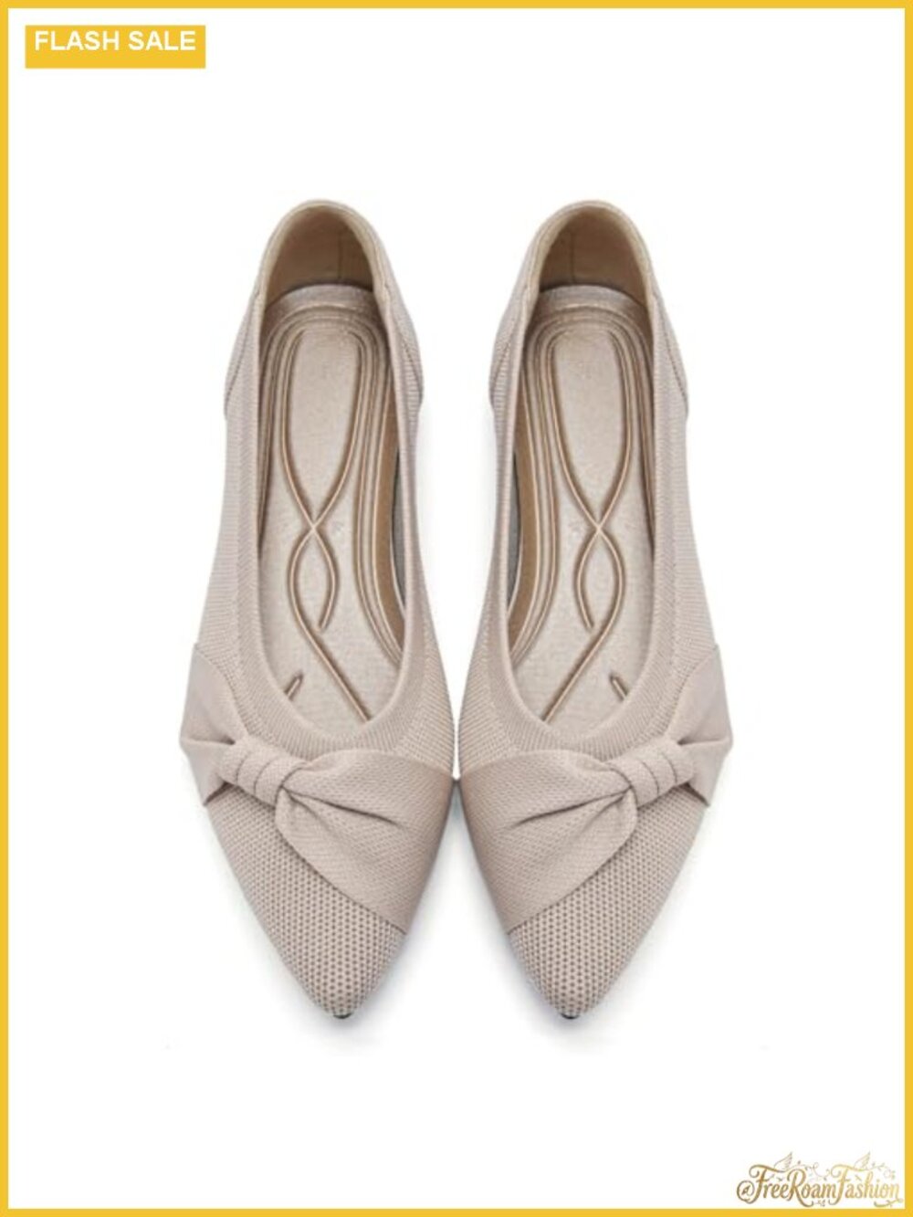 Women's Pointed Toe Ballet Flats with Bow Detail, Breathable Mesh, Cushioned